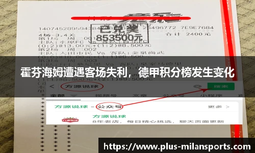 霍芬海姆遭遇客场失利，德甲积分榜发生变化